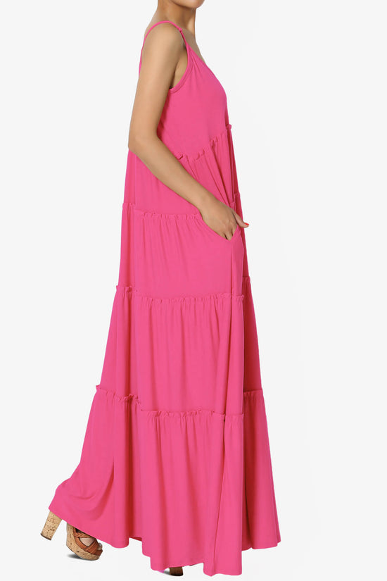 Bennet Ruffle Tiered Pocket Cami Maxi Dress FUCHSIA_4