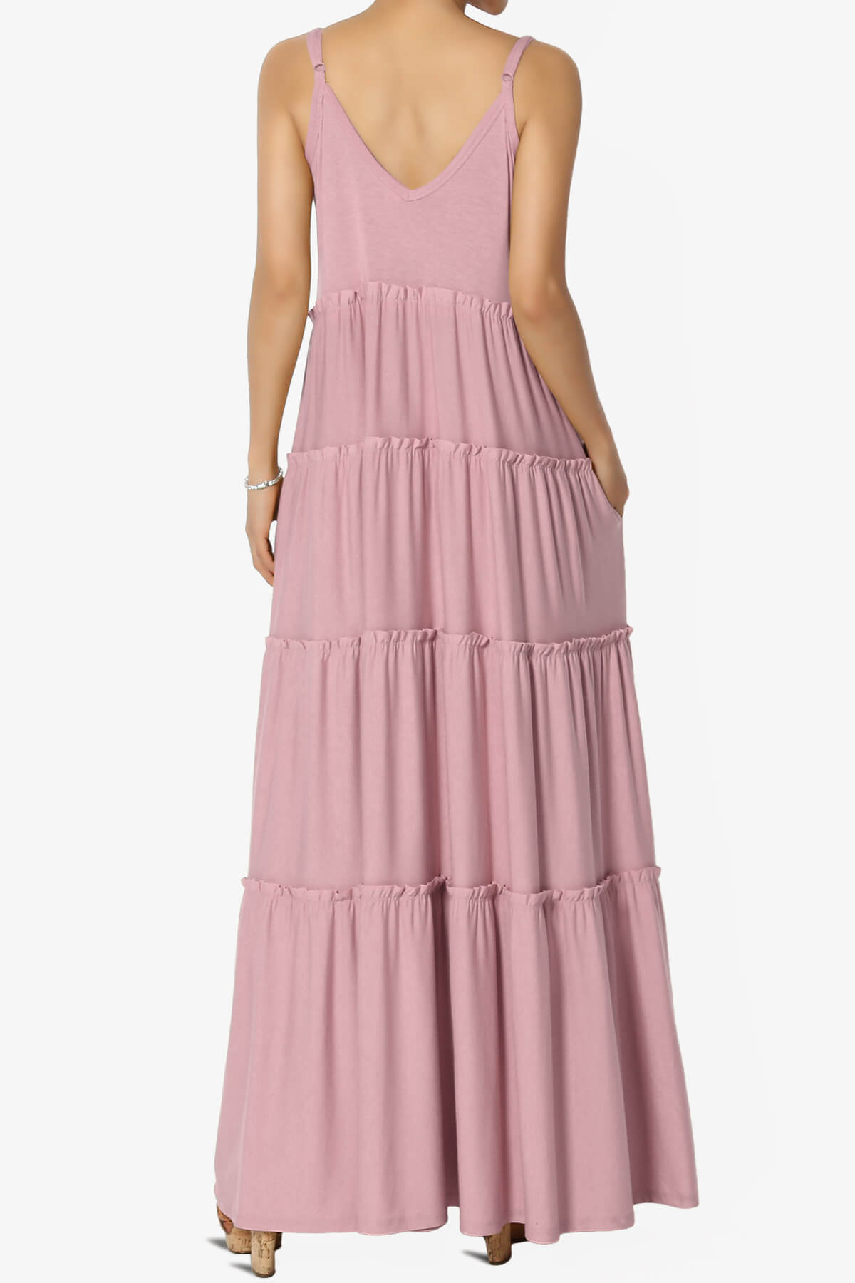 Bennet Ruffle Tiered Pocket Cami Maxi Dress LIGHT ROSE_2