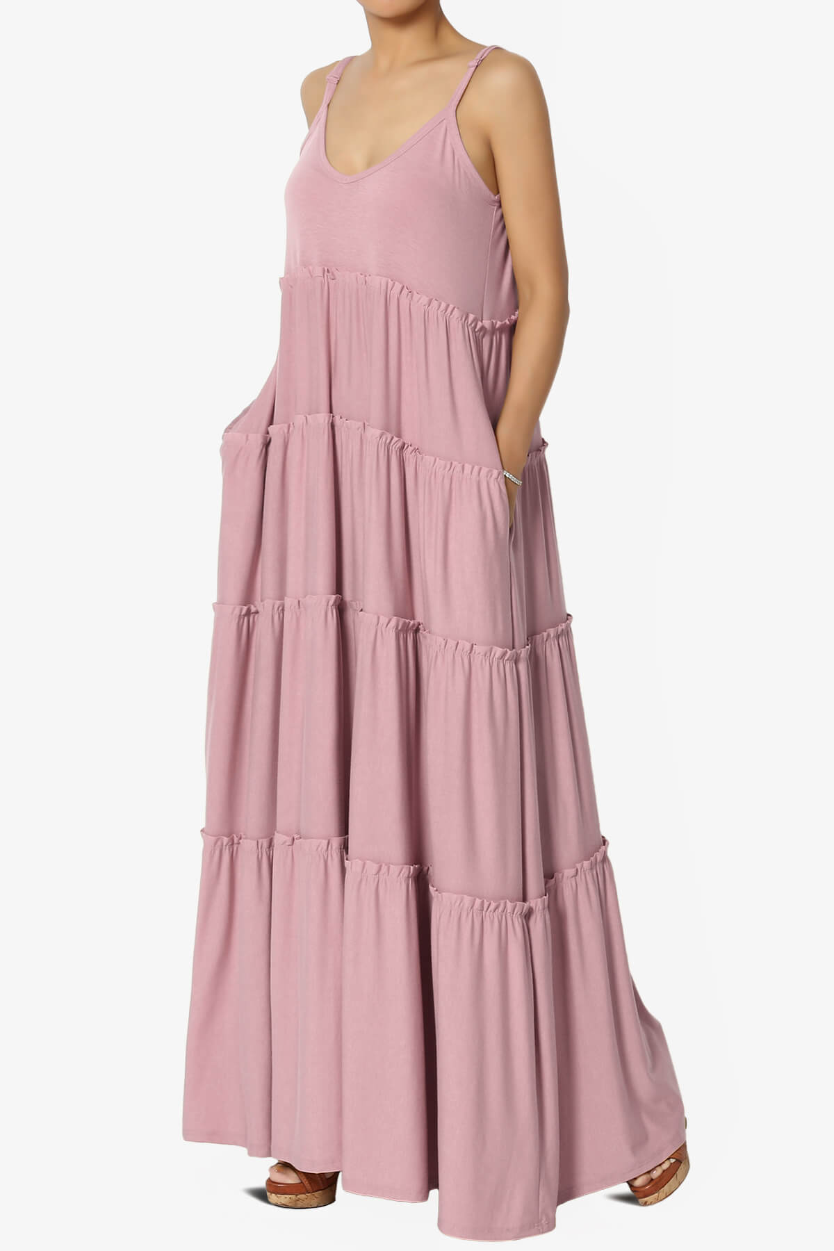 Bennet Ruffle Tiered Pocket Cami Maxi Dress LIGHT ROSE_3