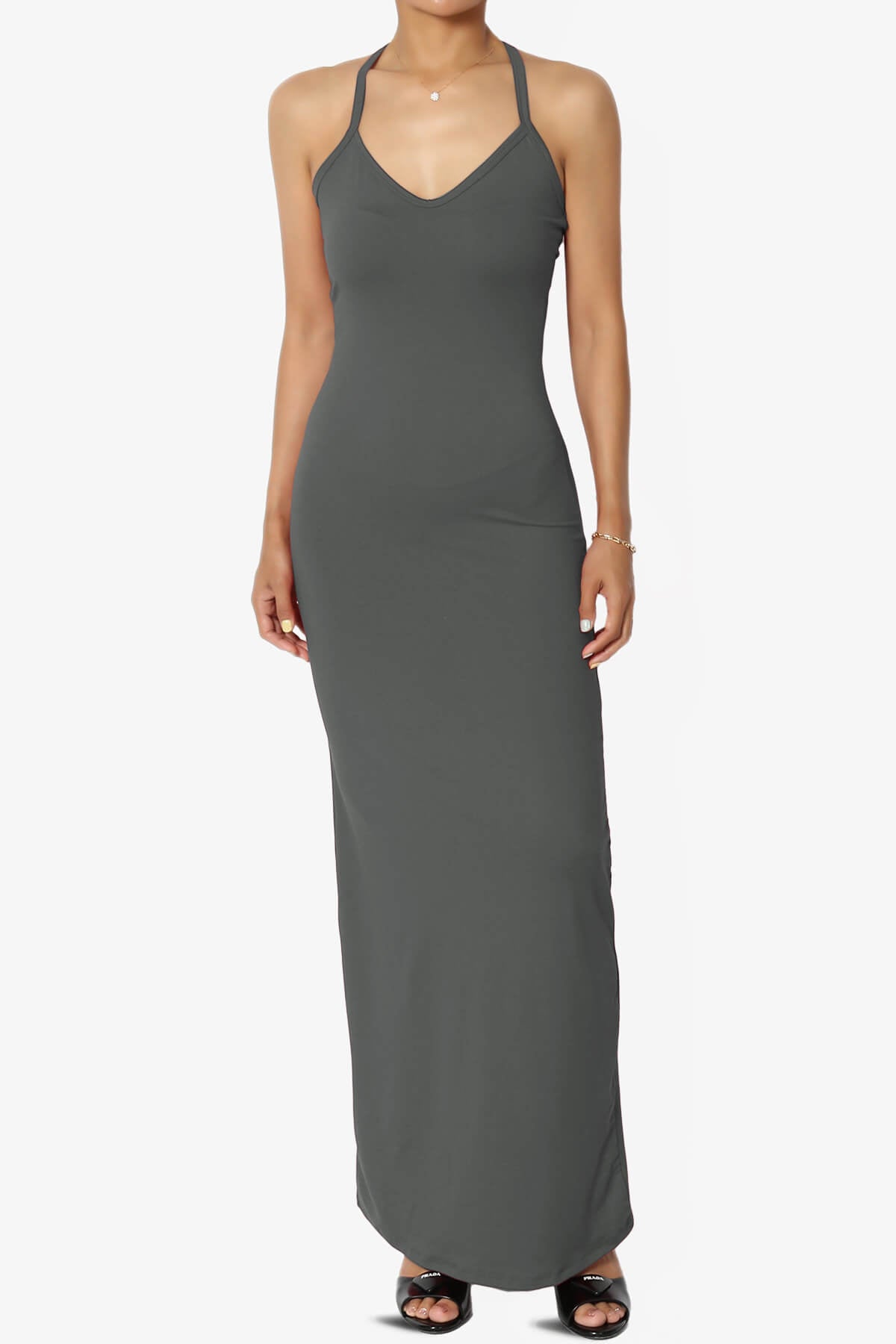 Load image into Gallery viewer, Berlin Stretch Silky Knit Cami Maxi Dress ASH GREY_1
