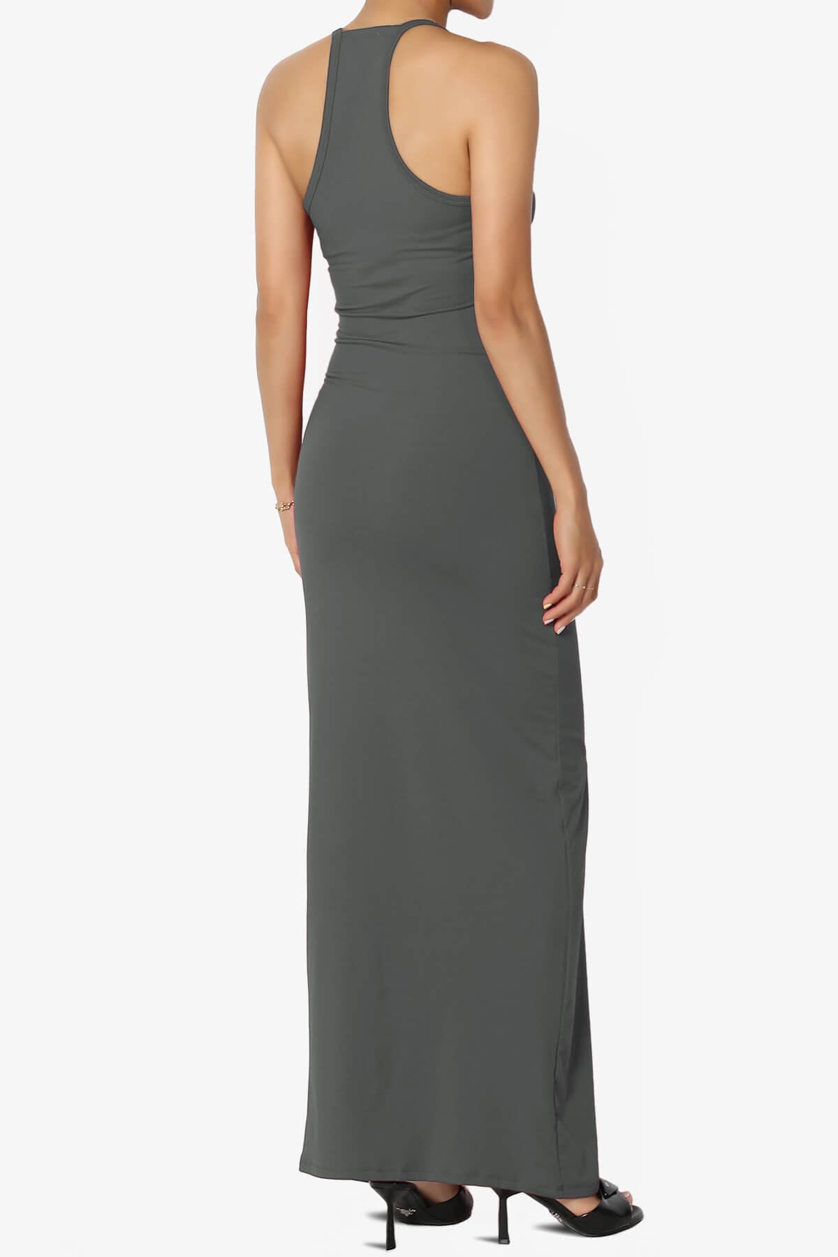 Load image into Gallery viewer, Berlin Stretch Silky Knit Cami Maxi Dress ASH GREY_4
