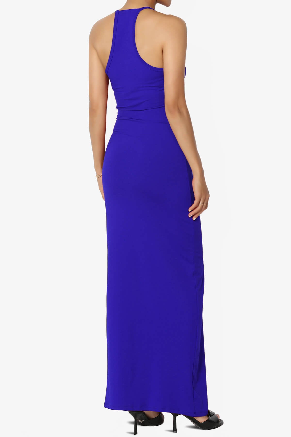 Load image into Gallery viewer, Berlin Stretch Silky Knit Cami Maxi Dress BRIGHT BLUE_4
