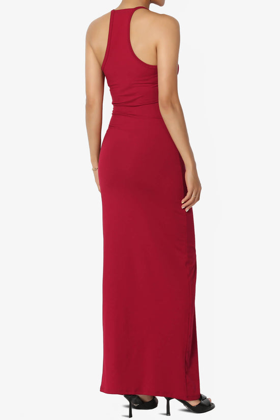 Load image into Gallery viewer, Berlin Stretch Silky Knit Cami Maxi Dress BURGUNDY_4
