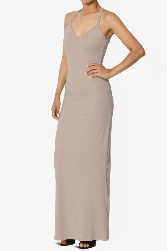Load image into Gallery viewer, Berlin Stretch Silky Knit Cami Maxi Dress LIGHT MOCHA_3
