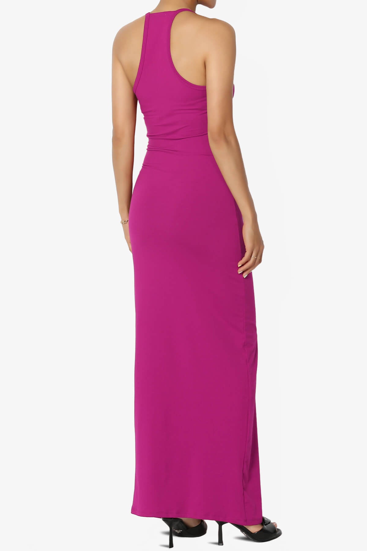 Load image into Gallery viewer, Berlin Stretch Silky Knit Cami Maxi Dress MAGENTA_4
