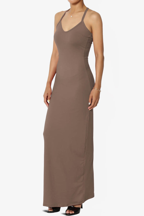 Load image into Gallery viewer, Berlin Stretch Silky Knit Cami Maxi Dress MOCHA_3
