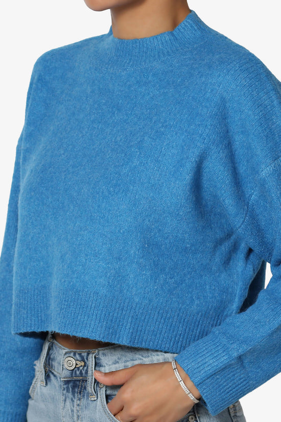 Load image into Gallery viewer, Bigmona Long Sleeve Crop Knit Sweater BLUE_5
