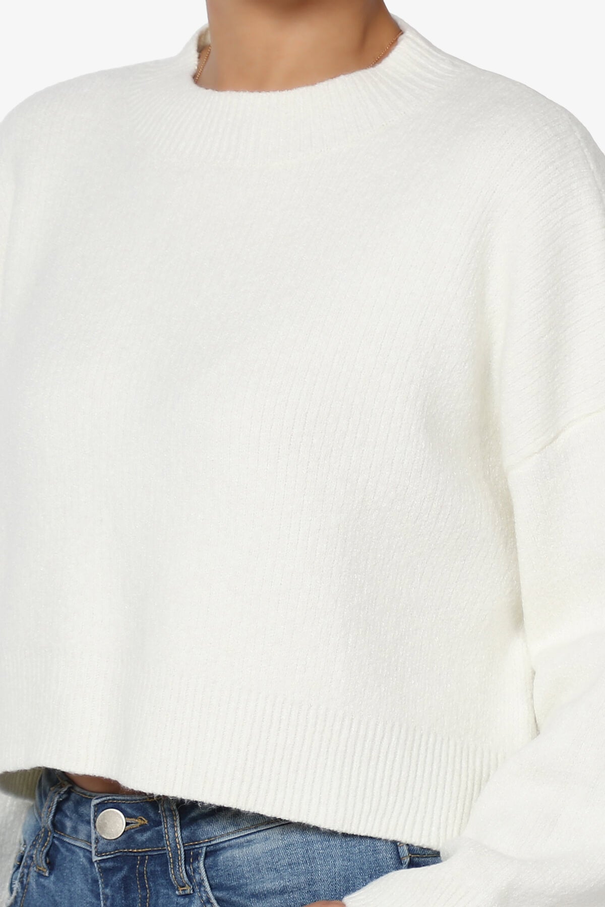 Load image into Gallery viewer, Bigmona Long Sleeve Crop Knit Sweater IVORY_5
