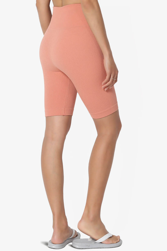 Load image into Gallery viewer, Billion Compression Ribbed Seamless Biker Shorts ASH ROSE_4
