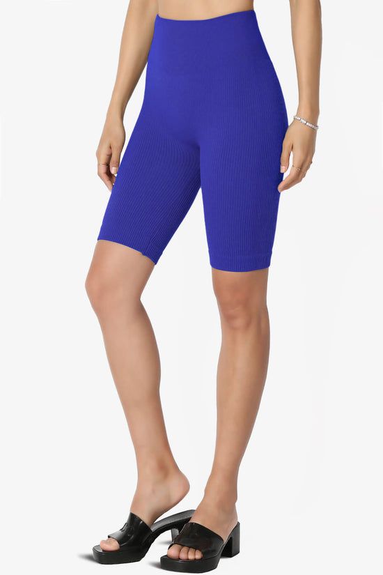 Load image into Gallery viewer, Billion Compression Ribbed Seamless Biker Shorts BRIGHT BLUE_3
