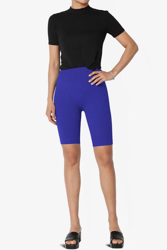 Load image into Gallery viewer, Billion Compression Ribbed Seamless Biker Shorts BRIGHT BLUE_6
