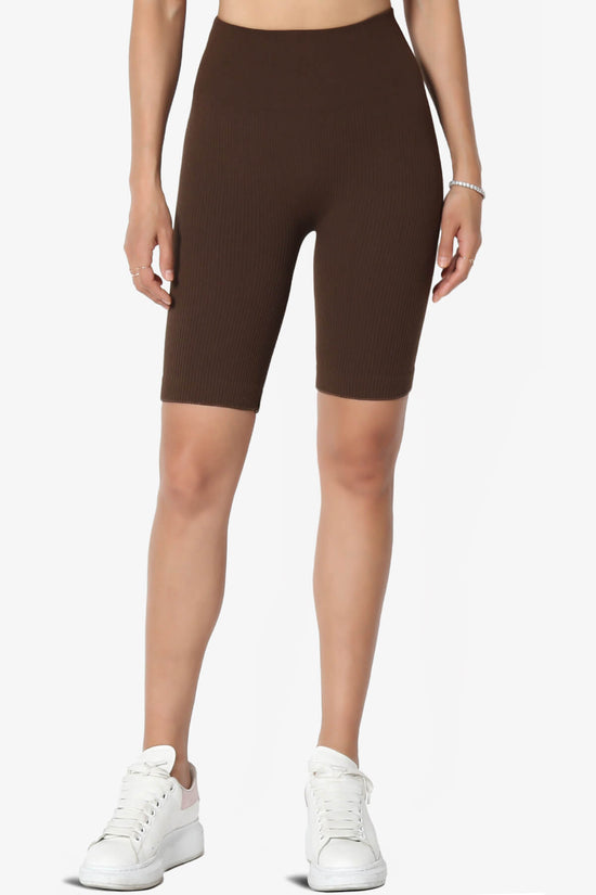 Load image into Gallery viewer, Billion Compression Ribbed Seamless Biker Shorts BROWN_1
