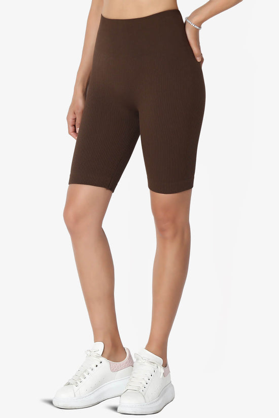 Load image into Gallery viewer, Billion Compression Ribbed Seamless Biker Shorts BROWN_3

