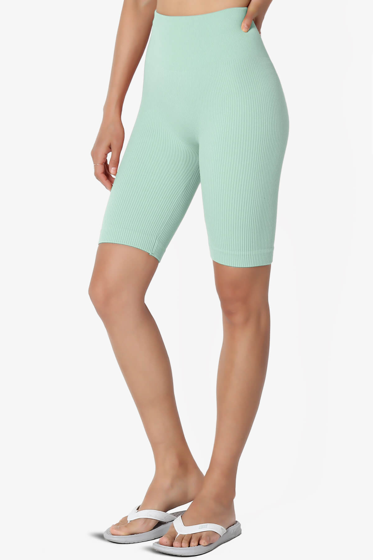 Load image into Gallery viewer, Billion Compression Ribbed Seamless Biker Shorts DUSTY GREEN_3
