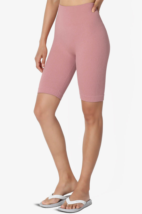 Load image into Gallery viewer, Billion Compression Ribbed Seamless Biker Shorts LIGHT ROSE_3
