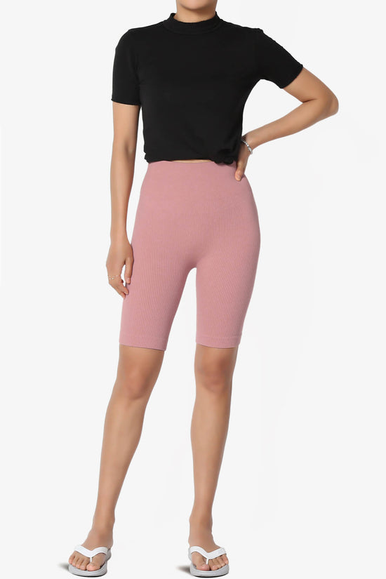 Load image into Gallery viewer, Billion Compression Ribbed Seamless Biker Shorts LIGHT ROSE_6
