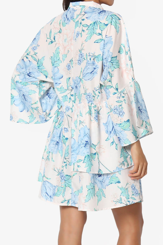 Load image into Gallery viewer, Bowen Floral Ruffle Tiered Mini Shirt Dress CREAM BLUE_4
