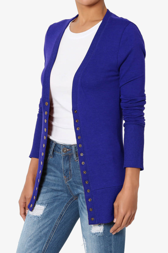 Load image into Gallery viewer, Braeden Snap Button V-Neck Cardigan BRIGHT BLUE_3
