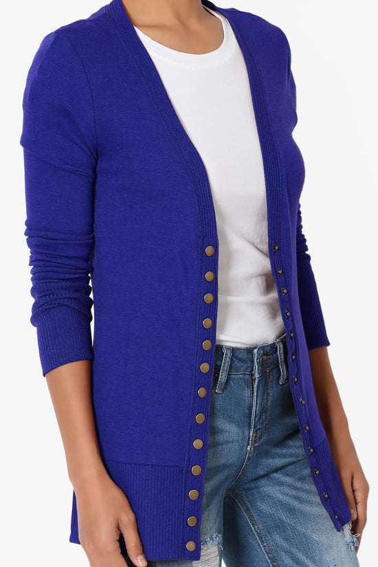 Load image into Gallery viewer, Braeden Snap Button V-Neck Cardigan BRIGHT BLUE_5
