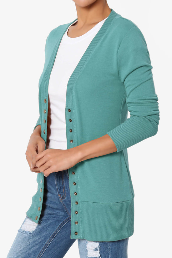 Load image into Gallery viewer, Braeden Snap Button V-Neck Cardigan DUSTY TEAL_3

