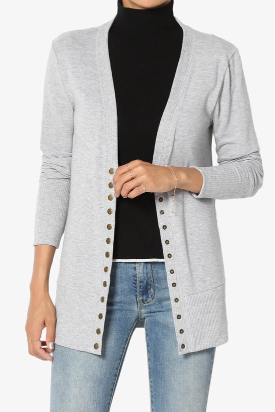 Load image into Gallery viewer, Braeden Snap Button V-Neck Cardigan HEATHER GREY_1

