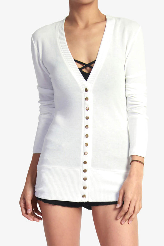 Load image into Gallery viewer, Braeden Snap Button V-Neck Cardigan IVORY_1

