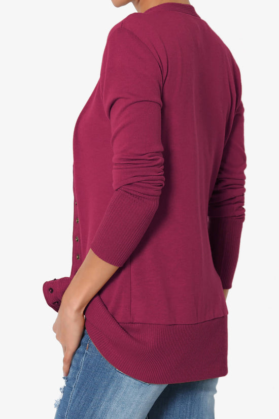Load image into Gallery viewer, Braeden Snap Button V-Neck Cardigan WINE_4
