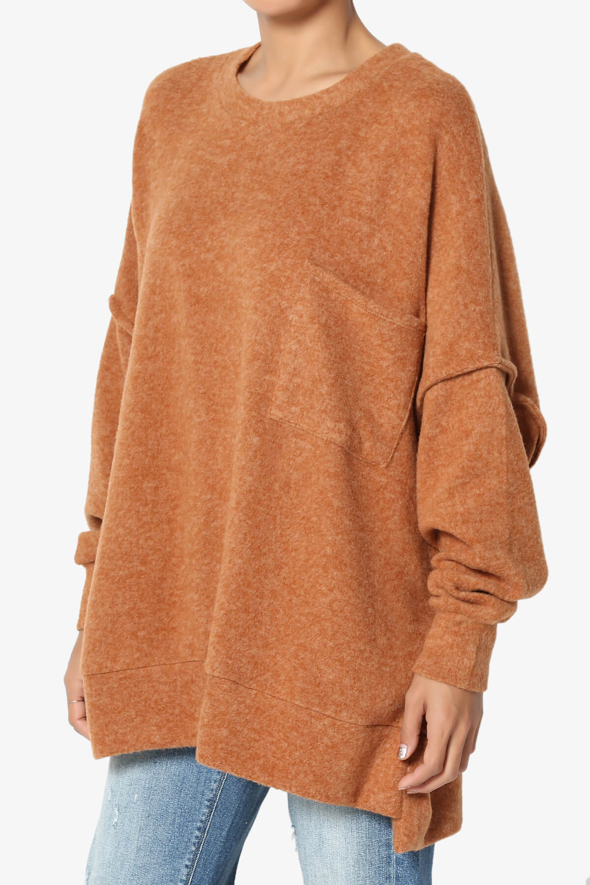 Breccan Blushed Knit Oversized Sweater ALMOND_3