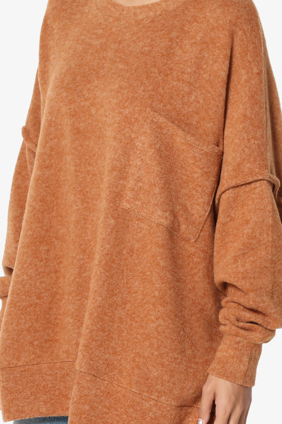 Breccan Blushed Knit Oversized Sweater ALMOND_5