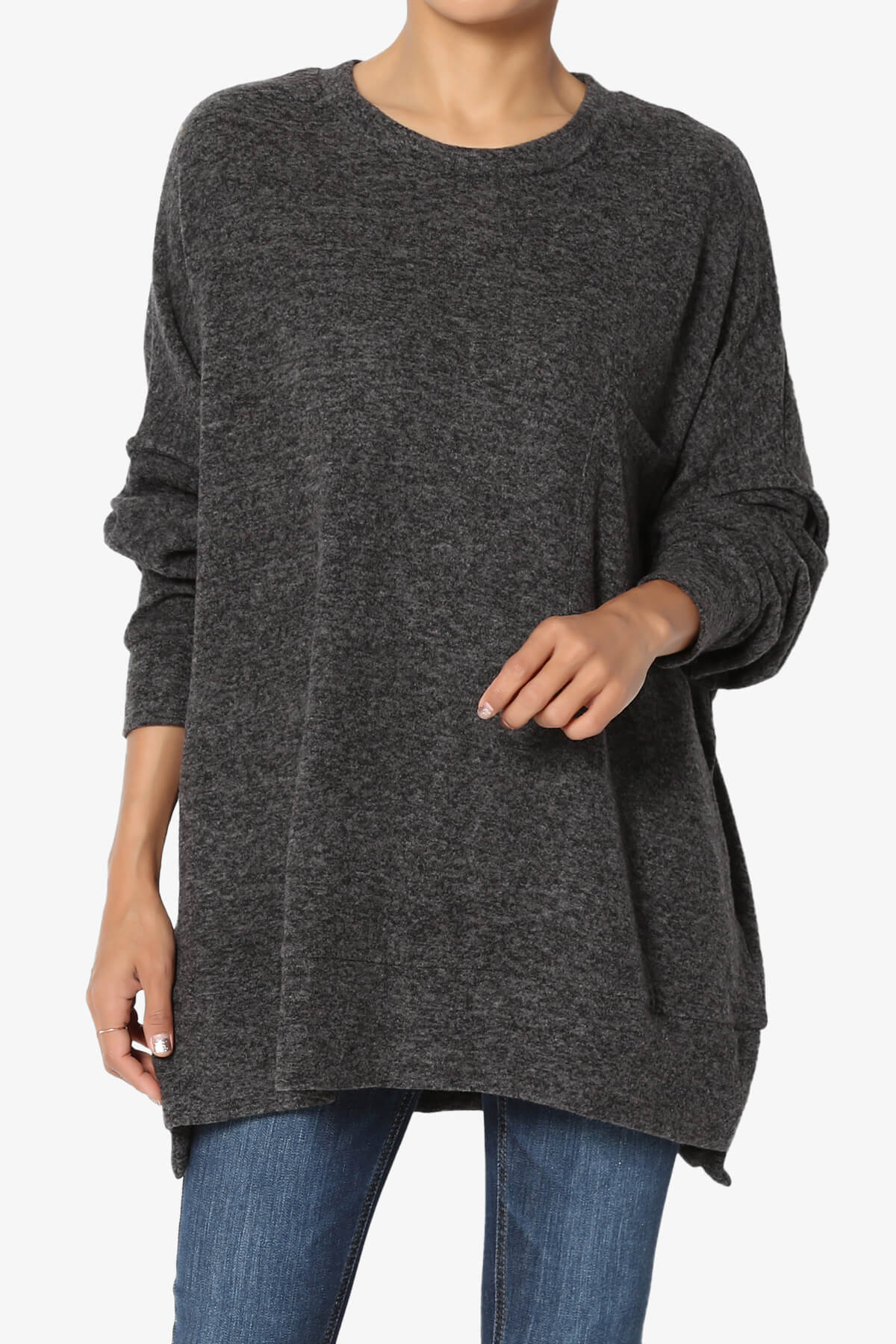 Load image into Gallery viewer, Breccan Blushed Knit Oversized Sweater BLACK_1
