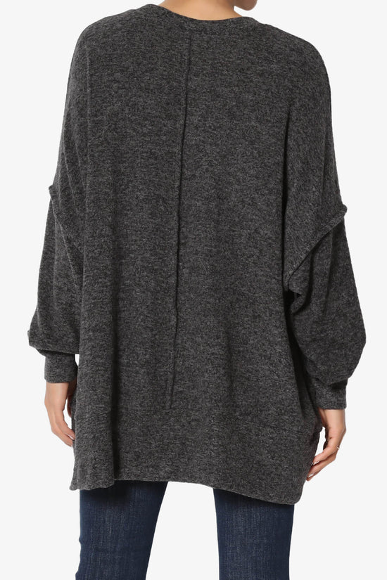 Breccan Blushed Knit Oversized Sweater BLACK_2