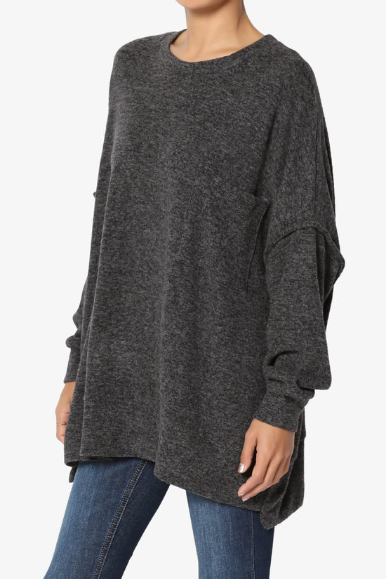 Breccan Blushed Knit Oversized Sweater BLACK_3