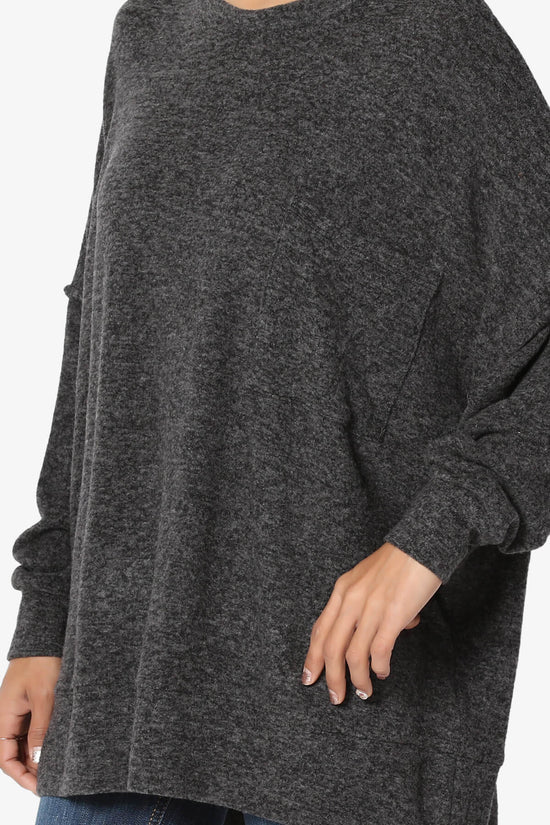 Breccan Blushed Knit Oversized Sweater BLACK_5