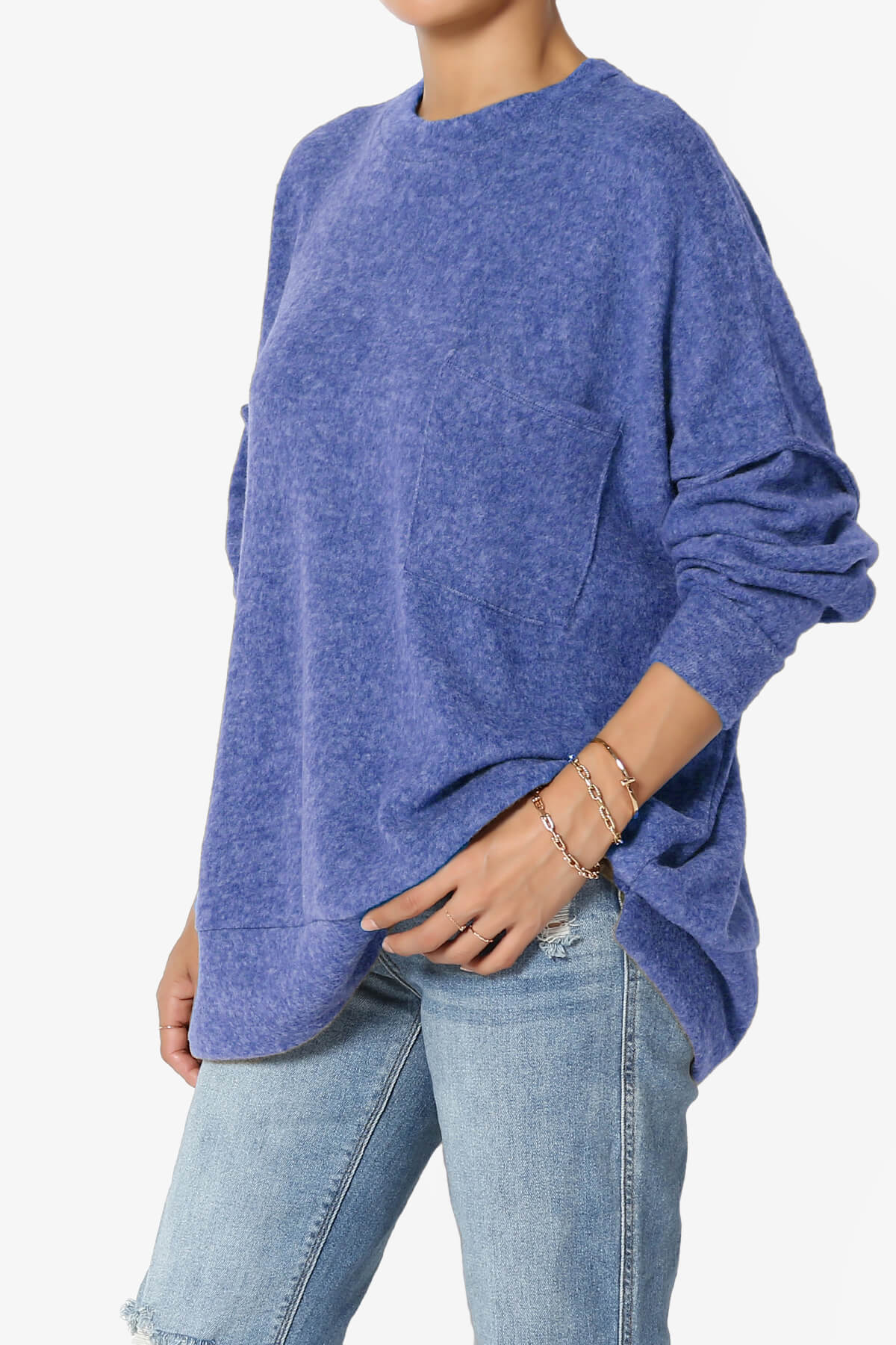Breccan Blushed Knit Oversized Sweater BRIGHT BLUE_3