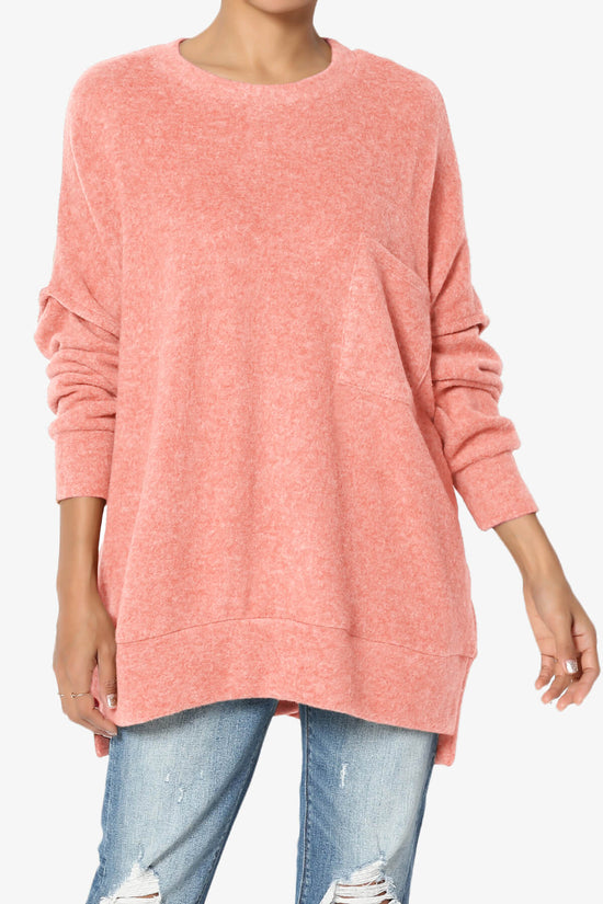 Load image into Gallery viewer, Breccan Blushed Knit Oversized Sweater CORAL_1
