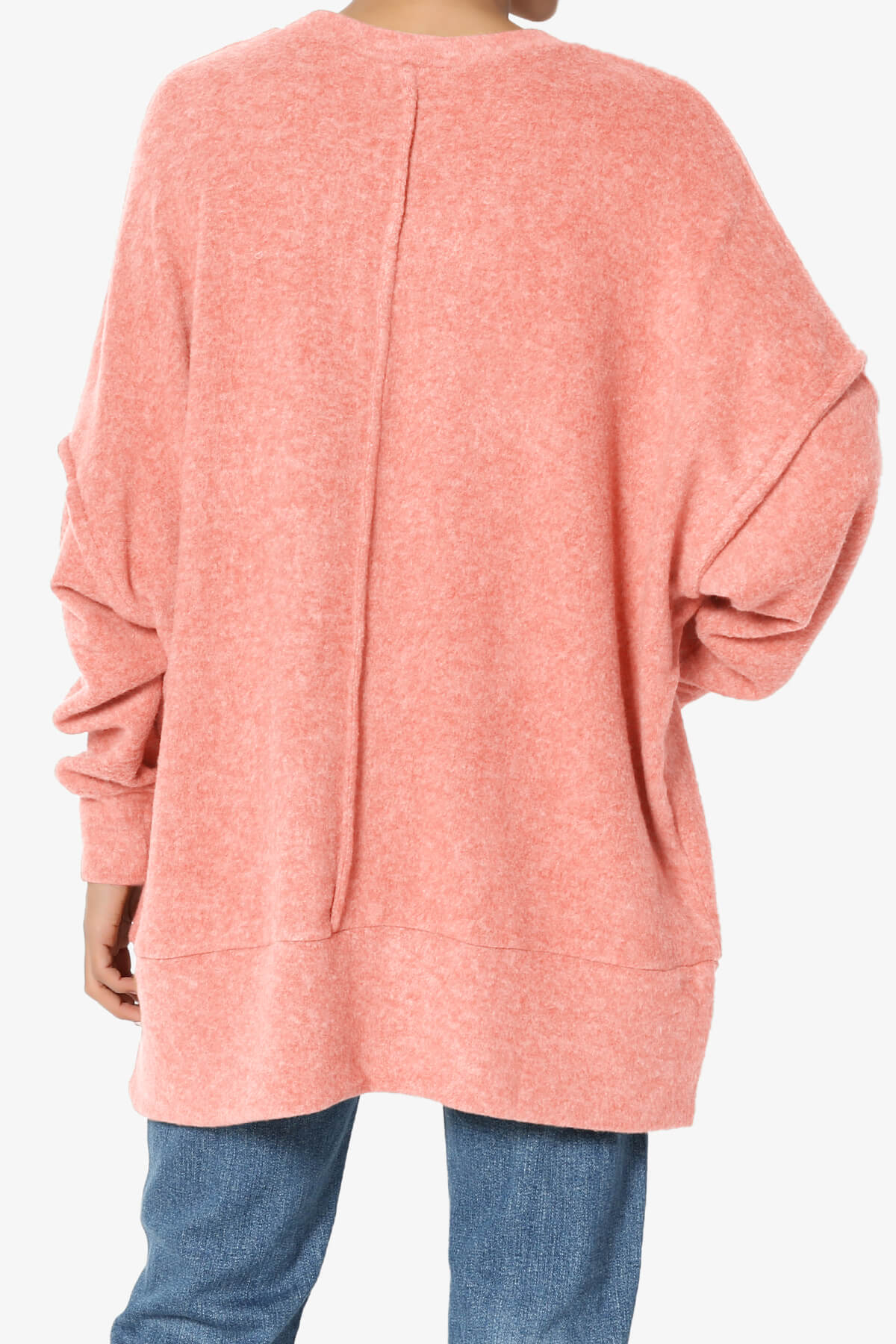 Breccan Blushed Knit Oversized Sweater CORAL_2