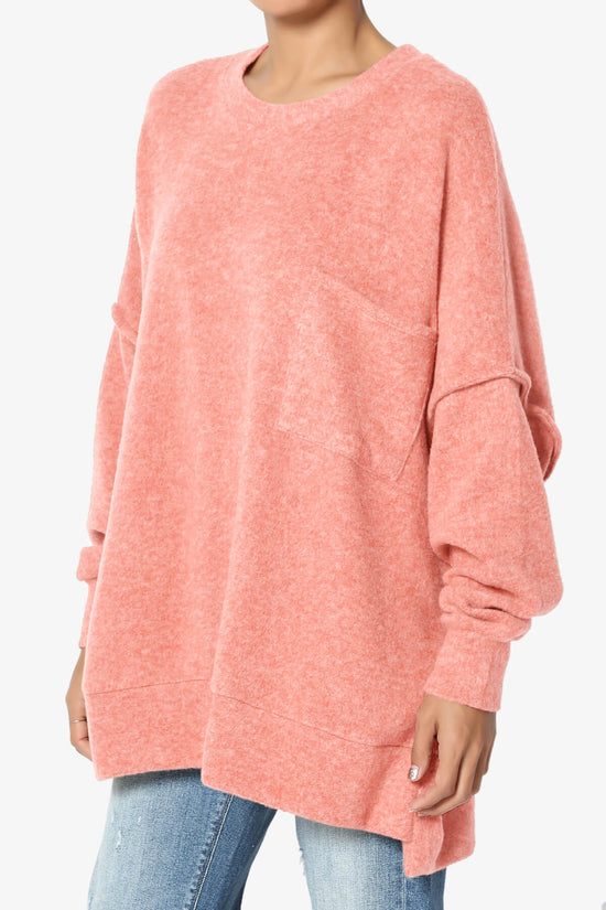 Breccan Blushed Knit Oversized Sweater CORAL_3