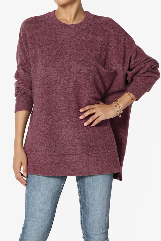 Load image into Gallery viewer, Breccan Blushed Knit Oversized Sweater DARK BURGUNDY_1
