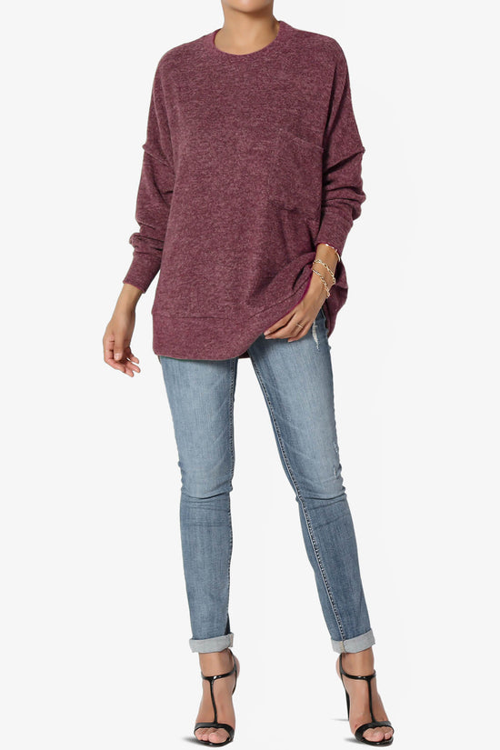 Load image into Gallery viewer, Breccan Blushed Knit Oversized Sweater DARK BURGUNDY_6
