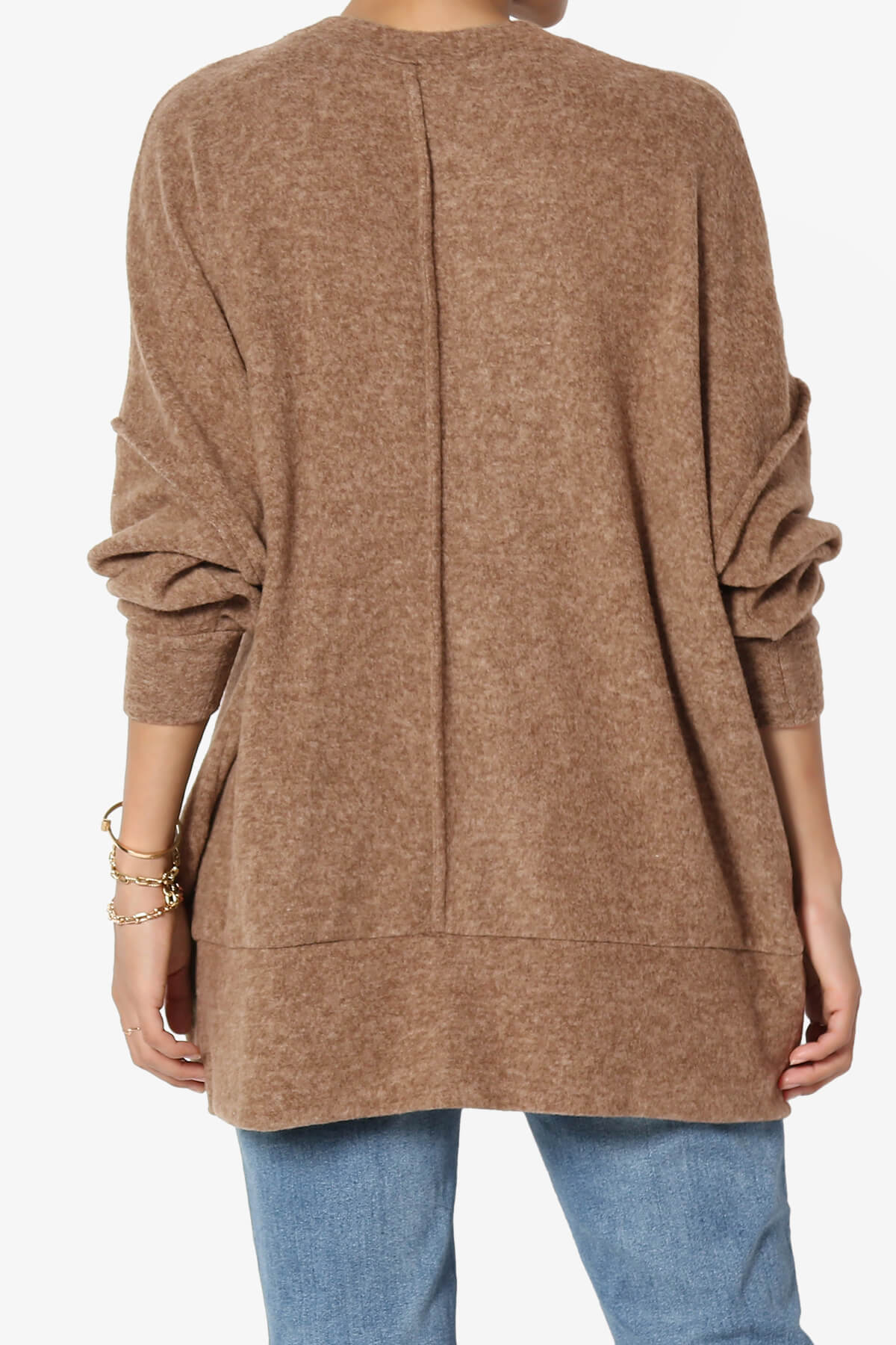 Breccan Blushed Knit Oversized Sweater DARK CAMEL_2