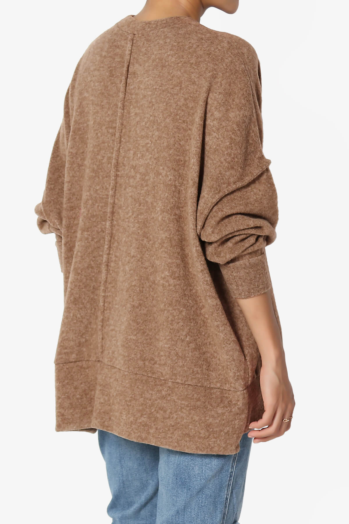 Breccan Blushed Knit Oversized Sweater DARK CAMEL_4