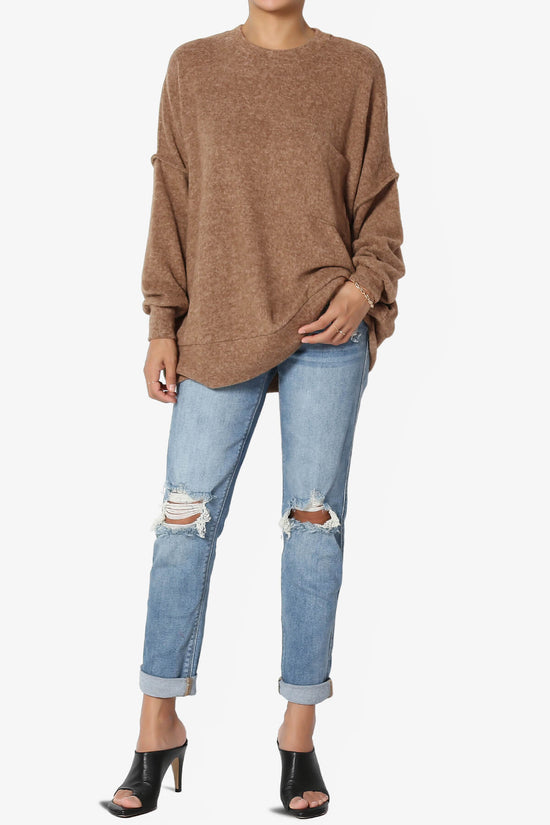 Breccan Blushed Knit Oversized Sweater DARK CAMEL_6