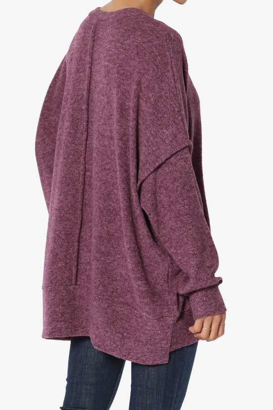 Load image into Gallery viewer, Breccan Blushed Knit Oversized Sweater DARK PLUM_4
