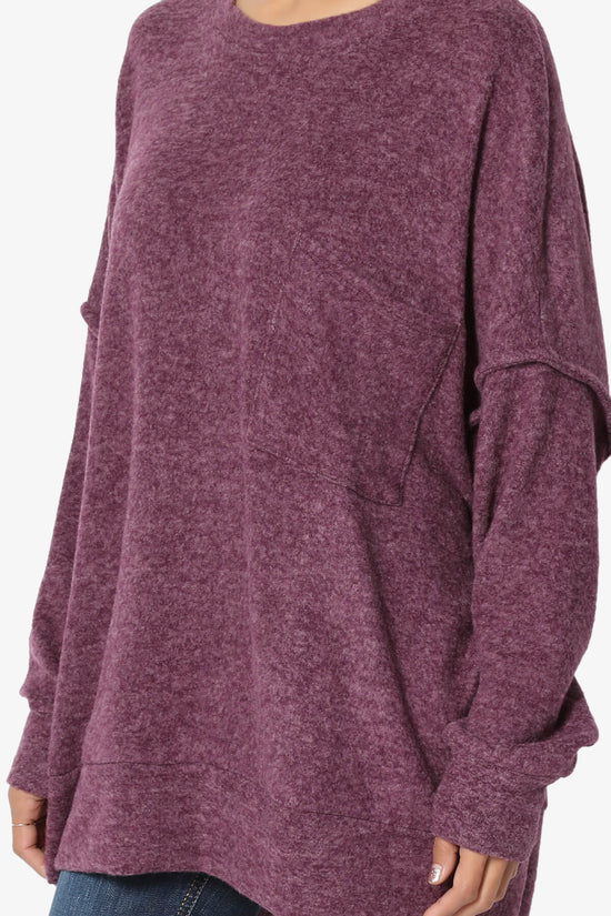 Breccan Blushed Knit Oversized Sweater DARK PLUM_5