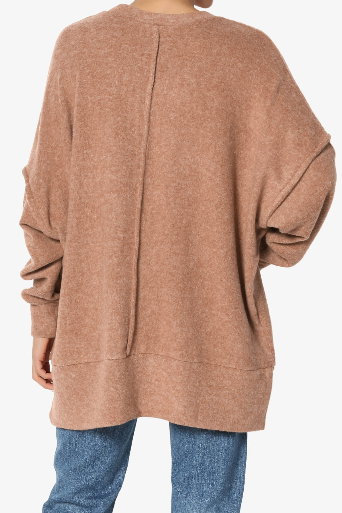 Breccan Blushed Knit Oversized Sweater DEEP CAMEL_2