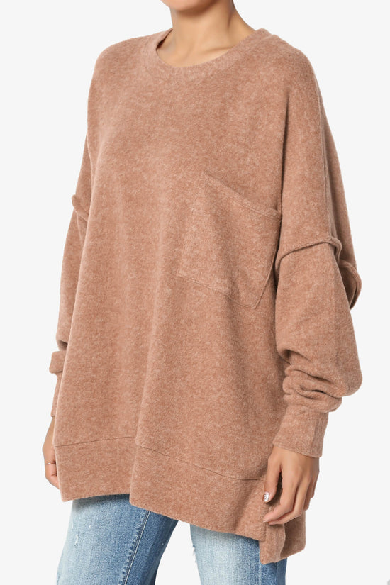 Breccan Blushed Knit Oversized Sweater DEEP CAMEL_3