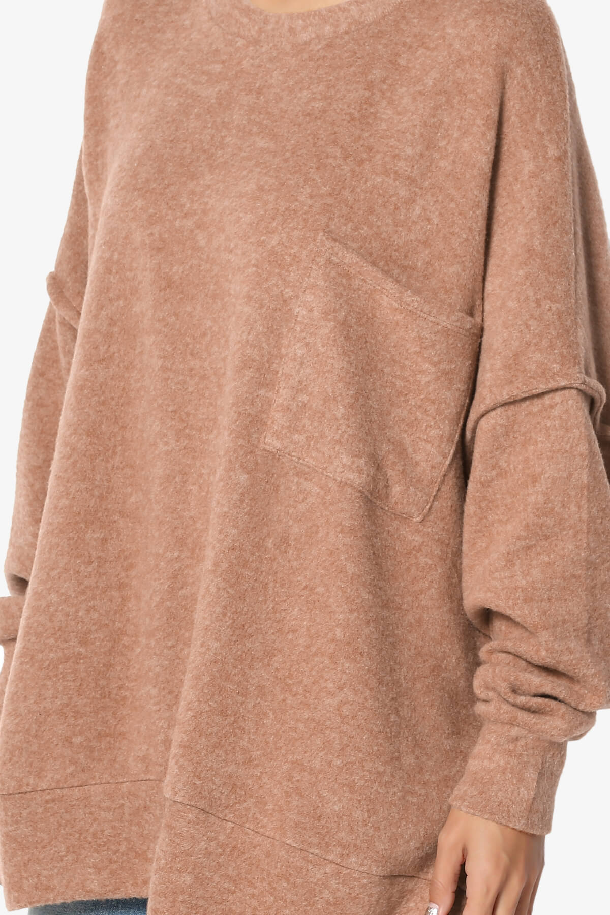 Breccan Blushed Knit Oversized Sweater DEEP CAMEL_5