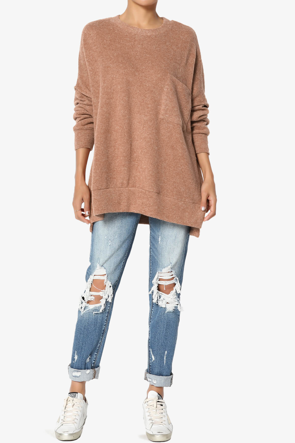 Load image into Gallery viewer, Breccan Blushed Knit Oversized Sweater DEEP CAMEL_6
