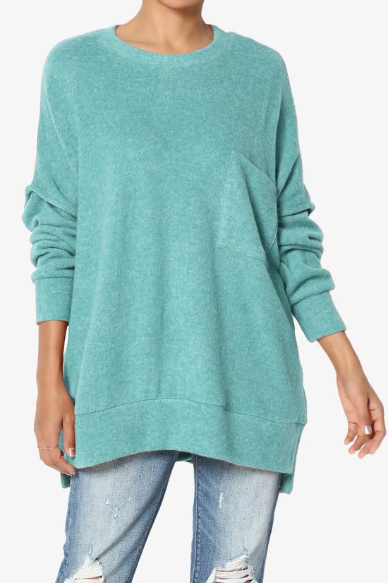 Breccan Blushed Knit Oversized Sweater DUSTY TEAL_1