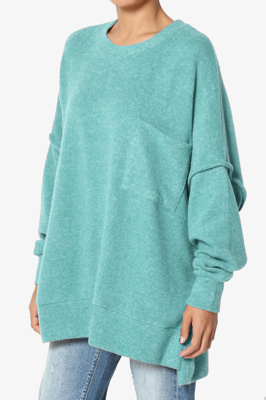 Load image into Gallery viewer, Breccan Blushed Knit Oversized Sweater DUSTY TEAL_3
